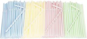 img 2 attached to 🥤 DuraHome 200 Pack Flexible Plastic Straws - Striped Multi Colored BPA-Free Bendy Straws, 8" Long - Assorted Colors for Easy Disposable Use