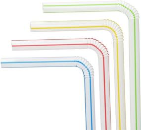 img 3 attached to 🥤 DuraHome 200 Pack Flexible Plastic Straws - Striped Multi Colored BPA-Free Bendy Straws, 8" Long - Assorted Colors for Easy Disposable Use