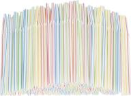 🥤 durahome 200 pack flexible plastic straws - striped multi colored bpa-free bendy straws, 8" long - assorted colors for easy disposable use logo