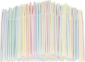 img 4 attached to 🥤 DuraHome 200 Pack Flexible Plastic Straws - Striped Multi Colored BPA-Free Bendy Straws, 8" Long - Assorted Colors for Easy Disposable Use