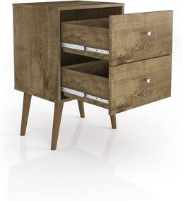 img 1 attached to 🌃 Manhattan Comfort Liberty Modern Rustic Brown Nightstand with 2 Drawers: Stylish Bedroom Storage Solution