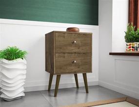 img 3 attached to 🌃 Manhattan Comfort Liberty Modern Rustic Brown Nightstand with 2 Drawers: Stylish Bedroom Storage Solution