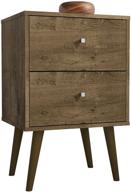 🌃 manhattan comfort liberty modern rustic brown nightstand with 2 drawers: stylish bedroom storage solution logo