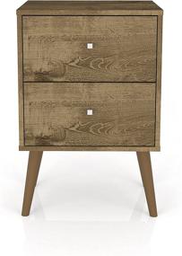 img 2 attached to 🌃 Manhattan Comfort Liberty Modern Rustic Brown Nightstand with 2 Drawers: Stylish Bedroom Storage Solution
