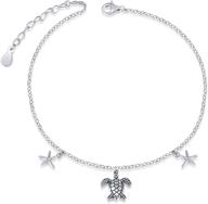 🐢 серебряная браслетка с морской черепахой из серебра 925 пробы: великолепное украшение для ног с регулируемым размером для женщин логотип
