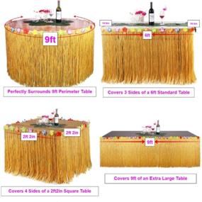 img 1 attached to 🌺 9ft x 29in King Luau Grass Table Skirt - Raffia Fringe Decoration for Tiki Tropical Hawaii, Moana Themed Birthday, Graduation, Costume or Hawaiian Party - Hawaiian Table Skirt