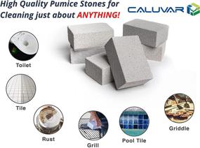 img 2 attached to 🔥 CALUVAR Grill Scraper Pumice Stones (6-Pack) – Grill Cleaning Block – Griddle Stone – Grill Cleaning Brick – BBQ Grill Stone – Includes Plastic Stone Handler, Scraper, and Cloth