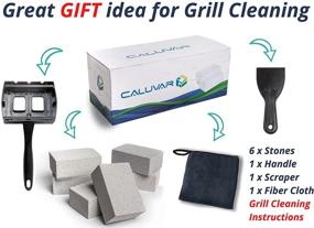 img 3 attached to 🔥 CALUVAR Grill Scraper Pumice Stones (6-Pack) – Grill Cleaning Block – Griddle Stone – Grill Cleaning Brick – BBQ Grill Stone – Includes Plastic Stone Handler, Scraper, and Cloth