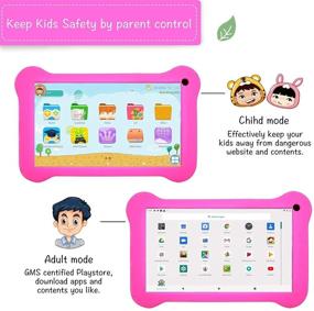 img 2 attached to 📱 Детский планшет - 7-дюймовый планшет Android 10.0 для детей, 2+32 ГБ, родительский контроль и детское программное обеспечение, двойная камера, HD-экран, Wi-Fi, детский защитный чехол (розовый)