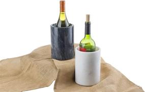 img 1 attached to 🍾 TableCraft Wine Cooler: Elegant Marble Design in White, Perfect Size at 12.5 x 12.5 x 18 cm