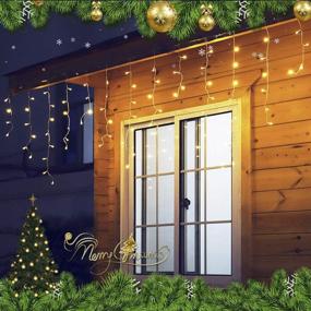 img 3 attached to 🌟 Qunlight 300L LED Icicle Lights - Warm White Window Curtain Lights with 8 Modes for Wedding, Party, Bedroom, Home, Garden, Outdoor & Indoor Wall, Christmas Decorations - Connectable Plug-in, 30V (Warm White)