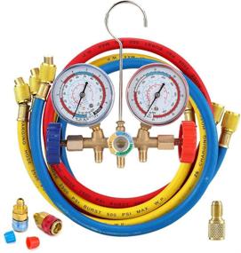img 4 attached to 💨 LEIMO 5FT AC Diagnostic Manifold Freon Gauge Set for R134A R12, R22, R502 Refrigerants - 60" 1/4" Standard Hoses with Couplers and Acme Adapter: The Ultimate HVAC Tool for Refrigerant Diagnostics