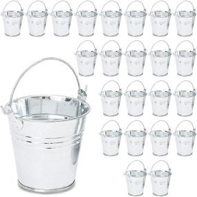 img 4 attached to 🪣 24-Pack Small Silver Metal Buckets with Handles for Party Favors (2.5 Inches): Perfect Packaging Solution