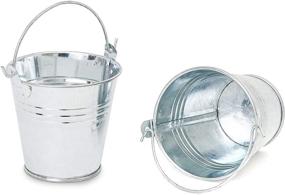 img 1 attached to 🪣 24-Pack Small Silver Metal Buckets with Handles for Party Favors (2.5 Inches): Perfect Packaging Solution