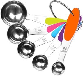 img 4 attached to Fsdifly Stainless Steel Measuring Spoons 5-Piece Stackable Set - Cooking and Baking Measuring Set (A)