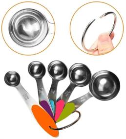 img 3 attached to Fsdifly Stainless Steel Measuring Spoons 5-Piece Stackable Set - Cooking and Baking Measuring Set (A)