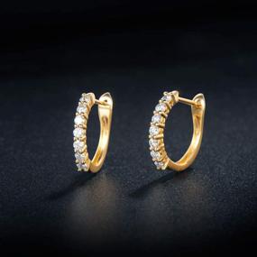 img 1 attached to Carleen 14K Solid Yellow Gold Diamond Hoop Earrings Tiny/Small Dainty Huggie Hoops for Women Girls, 15mm Size (1/4cttw, I-J Color, SI1-SI2 Clarity)