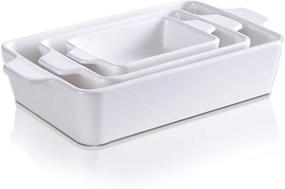 img 4 attached to 🍞 Ceramic Glaze Bakeware Set by SIDUCAL: Non-stick Bread Baking Pans, Roasting Dish, and 3-Piece Baking Dishes in White