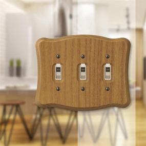img 1 attached to 🔳 AMERELLE Austin Triple Toggle Wood Wallplate in Medium Oak - 3 Switches
