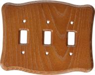 🔳 amerelle austin triple toggle wood wallplate in medium oak - 3 switches logo