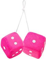 🎲 zone tech pair pink and white mirror fuzzy dice - 3" plush car hanging decor, pink and white mirror fuzzy dice pair logo