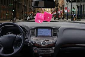 img 3 attached to 🎲 Пара розовых и белых пушистых кубиков для автомобиля Zone Tech - декор для подвешивания на зеркале - 3 дюйма, розовая и белая пара пушистых кубиков для зеркала