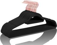 👔 mizgi 50-pack premium velvet hangers – black with copper/rose gold hooks – non-slip suit hangers for clothes – includes bonus tie bar – ideal for suits, pants, dresses логотип