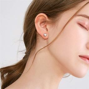 img 3 attached to 🎁 Hypoallergenic 925 Sterling Silver Stud Earrings for Women and Girls by ChicSilver - Dainty Heart, Star, Moon, Bar, and Circle Earrings (with Gift Box)