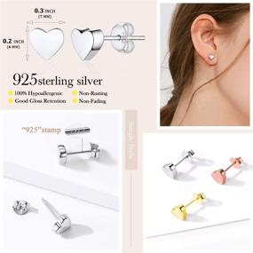 img 1 attached to 🎁 Hypoallergenic 925 Sterling Silver Stud Earrings for Women and Girls by ChicSilver - Dainty Heart, Star, Moon, Bar, and Circle Earrings (with Gift Box)