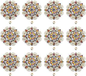 img 4 attached to 🌸 MarryAcc Berry Flower Rhinestone Conchos: 12 Pieces Set with Screws (Color 3) - Metal Embellishments for Crafts, Jewelry & Accessories