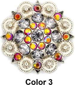 img 3 attached to 🌸 MarryAcc Berry Flower Rhinestone Conchos: 12 Pieces Set with Screws (Color 3) - Metal Embellishments for Crafts, Jewelry & Accessories