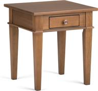 🪑 simplihome carlton solid wood 18" square end side table in medium saddle brown - storage, 1 drawer - ideal for living room and bedroom logo