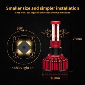 img 1 attached to 🔦 Vozada H7 LED Лампы для фар 8000lm с 4 боковыми чипами CREE - Комплект для конверсии Plug and Play для ближних фар: вентилятор охлаждения, декодер EMC - 6000K белый/3600К желтый/8000K синий