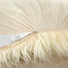 img 1 attached to 🌸 OJIA Deluxe Mongolian Faux Fur Throw Pillow Cover: Soft Plush Home Decor (18x18 Inch, White Pink)