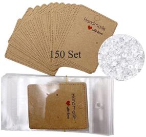 img 4 attached to 150-штуковый набор карточек для сережек с сумкой для упаковки ювелирных изделий: карта для демонстрации серёжек DIY идеально подходит для продажи заколок.