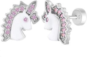 img 4 attached to 🦄 925 Sterling Silver Unicorn Earrings for Toddlers & Little Girls - Enamel & Cubic Zirconia Studs with Safety Push Backs - Stunning Hand-Painted Enamel CZ Unicorn Earrings - Ideal Gift for Birthdays