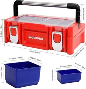 img 2 attached to 🧰 17-inch Red Plastic Tool Box with Locking Lid, Stainless Steel Handle, and 18 Adjustable Compartments – Ideal for Sockets, Crafts, and Power Tools by WORKPRO