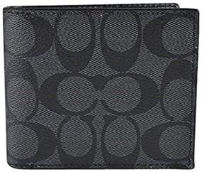 img 4 attached to Coach Compact Signature Wallet Charcoal