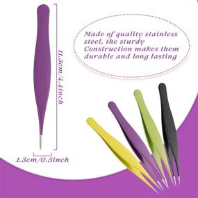 img 2 attached to 🔪 Ingrown Hair Stainless Steel Pointed Tweezers Set - Blackhead Remover, Precision Eyebrow and Splinter Removal Tools