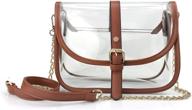 clear saddle shoulder handbag leather logo