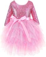 👗 sparkling glitter girls dress with long sleeves for birthday parties - flofallzique sequin, mesh tulle design logo