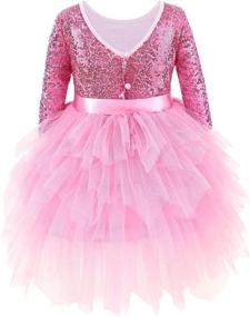 img 3 attached to 👗 Sparkling Glitter Girls Dress with Long Sleeves for Birthday Parties - Flofallzique Sequin, Mesh Tulle Design