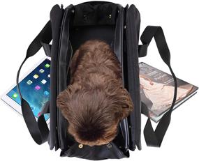 img 2 attached to 🐶 MISO PUP Flap Tote: Interchangeable Airline Approved Pet Carrier Combo with Large Document Pockets for Small Dogs