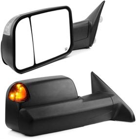img 4 attached to YITAMOTOR Towing Mirrors for Dodge Ram 2009-2018, Ram 1500 2010-2018, Ram 2500 3500 | Power Heated, LED Turn Signal, Puddle Lamp Compatible