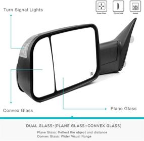 img 1 attached to YITAMOTOR Towing Mirrors for Dodge Ram 2009-2018, Ram 1500 2010-2018, Ram 2500 3500 | Power Heated, LED Turn Signal, Puddle Lamp Compatible