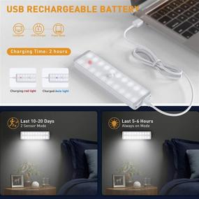img 1 attached to 20LEDs Dimmable LED Closet Light with Motion Sensor & Remote Control - USB Rechargeable, Wireless Stick-Anywhere Night Safe Light Bar for Wardrobe, Kitchen - Pack of 5