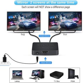 img 3 attached to 🔌 HDMI Splitter 4K@60Hz: avedio links 1 in 2 Out HDMI2.0b Splitter for Dual Monitors - Mirror Screens, HDCP2.2 Support, Full HD 1080P 3D