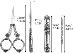 img 3 attached to 🧵 Vintage Sewing Tool Set: Embroidery Scissors with Needle Box, Awl, Sewing Thimble, Threader – Ideal for Sewing, Cutting, Artwork, Embroidery, Needlework