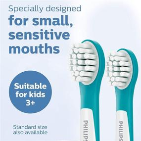 img 1 attached to Turquoise and White Compact Philips Sonicare for Kids 3+ Genuine Replacement Toothbrush Heads - Pack of 2 Brush Heads (Model: HX6032/94)