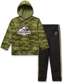 img 4 attached to 🦖 Jurassic Park Jurassic World Kids Camo Activewear Set: Fleece Hooded Sweatshirt & Sweatpants Combo